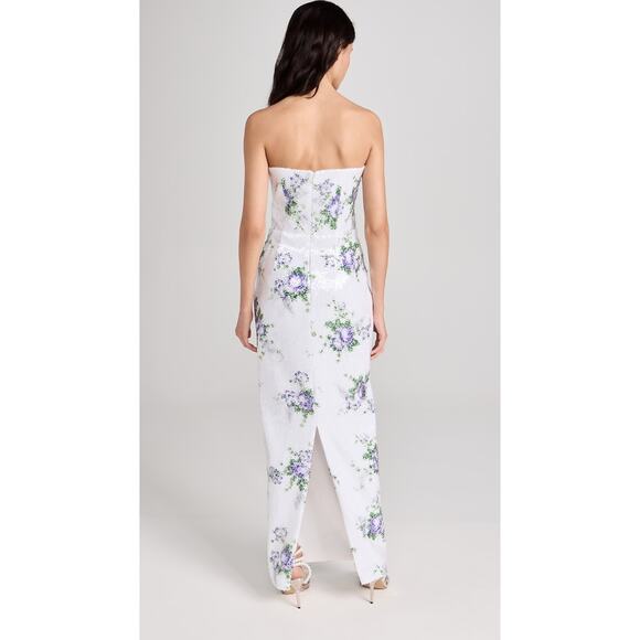 Tanner Fletcher Marilyn Floral Sequin Strapless Dress 1 / US 4-6 Evening Gown - Picture 2 of 14